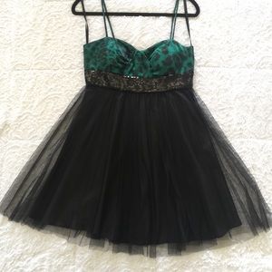 Reign On mini party dress green cheetah print